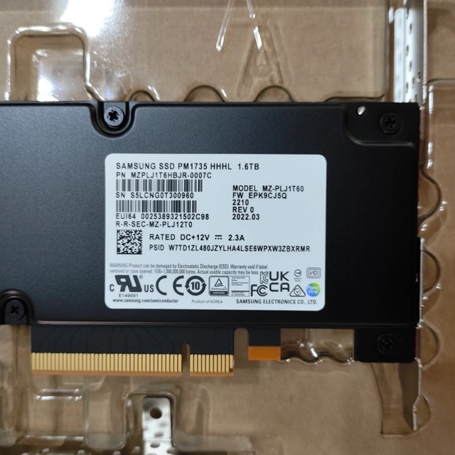 Fast Ship PM1735 1.6TB SSD U.3 NVME PCIE Gen4 SSD MZPLJ1T6HBJR-0007C MZ-PLJ1T60 Solid State Drive