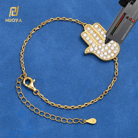Bracelet de luxe NUOYA personnalisé en argent sterling 925 avec moissanite, motif main de Fatma, chaîne câble
