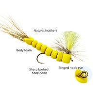 Prix d'usine, 4 pièces par boîte, mouches artificielles en mousse bionique, mouches sèches Mayfly nouées à la main avec 8 hameçons #   Ensemble de leurres à mouches avec hameçons barbelés et plumes naturelles