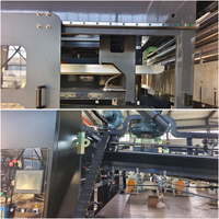 Machine complète de fabrication de boîtes en carton ondulé avec alimentation par le bord avant, impression, découpe, pliage, collage, comptage et cerclage