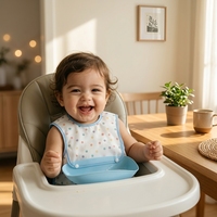 Bavoir jetable Happyflute pour pique-nique en extérieur, vente en gros, bavoir résistant avec fermeture auto-agrippante, lavable