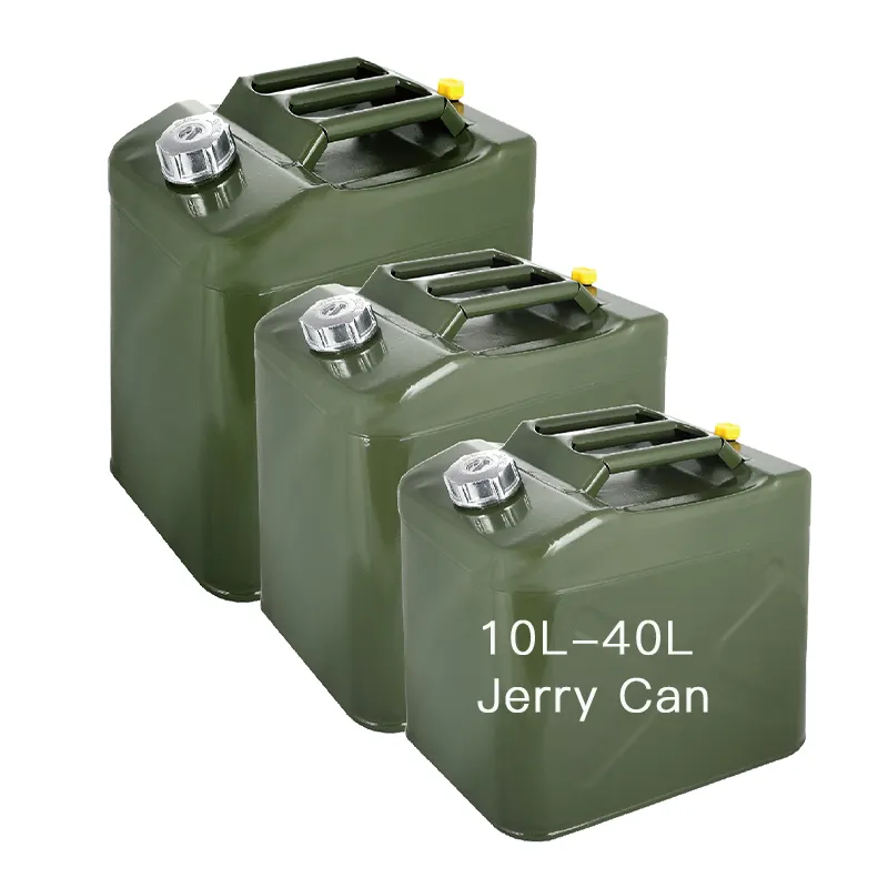 Metall Militär Standard Army Green Jerry can 10 20L 30 Liter 40 L 50 60lts Benzin Dieselöl Kraftstoff tank Vertikaler Stil Jerry Can