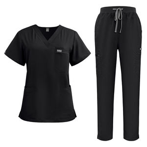 Ensemble de gommage d'allaitement personnalisé pour femmes haut à col en V et pantalon de jogging élégant uniforme médical évacuant l'humidité pour le personnel hospitalier - Product Image 5