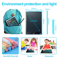 Tablet LCD 12 Inci untuk Menulis, Papan Gambar Digital, Alat Tulis Tanpa Kertas yang Dapat Digunakan Kembali untuk Anak-anak dan Pelajar