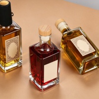 Bouteille en verre givré transparente personnalisée de 250 ml pour spiritueux de tequila naturelle pure avec bouchon en liège – Design tendance
