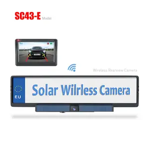Update Solar Powered Wireless Rear View Plate Camera With 4.3inch Car Monitor For Car Safety
