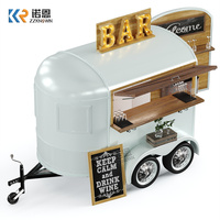 Remolque de Café, Remolque Móvil de Bebidas y Comida, Carrito de Bebidas Vintage con Ventana de Servicio y Estantes para Eventos
