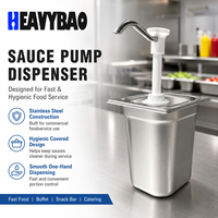 Distributeur de sauce hygiénique Heavybao en acier inoxydable avec couvercle, contrôle de portion à une main pour restauration rapide, buffet, snack-bar, traiteur