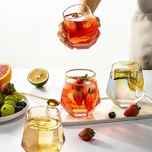 Wholesale 350ml Borosilicate Glass Gold Rim <strong>Diamond</strong> Shape Coffee Water Cocktail Whisky Vodka Glass Cup <strong>glassware</strong> - Product Image 5