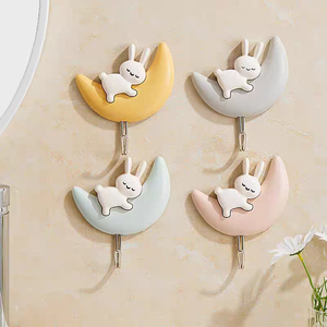 7.5*6.5Cm Phim Hoạt Hình Dễ Thương Thỏ Móc Liền Mạch Mạnh Mẽ Dính Móc Nhiệm Vụ Nặng Nề Mặt Trăng Những Đám Mây Dính Móc Cho Khăn Phím Túi - Product Image 3