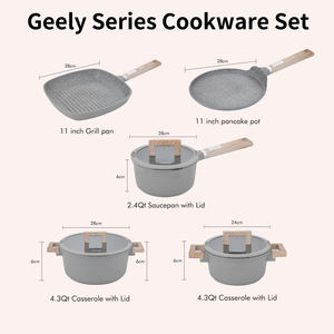 Logo personalizzato Design antiaderente rivestimento in granito alluminio 13pcs-Cookware Set 18 casseruola 24 28 casseruole 24 padella per Pizza 28 piastra - Product Image 4