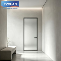 Porte battante moderne en aluminium étanche avec double vitrage trempé pour cuisines, villas et hôtels