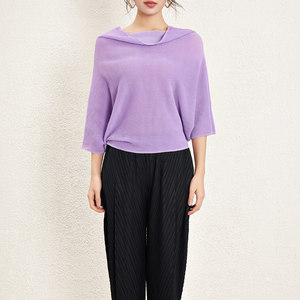 Nouveau T-shirt plissé Miyake 2026 pour femme – Haut décontracté à manches longues, imprimé et plissé, coupe ample et tendance - Product Image 6