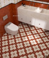 Carrelage de sol moderne motif parquet fleur rouge et blanc 200*200mm pour cuisine et salle de bain