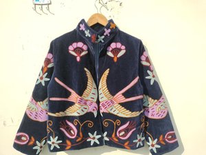 Vintage Floral Embroidery <b>Velvet</b> <b>Jacket</b> <b>Women</b> Mandarin Collar Full Sleeve Autumn Outerwear Handmade Suzani <b>Jacket</b> Coat - Product Image 6