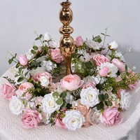 Set Dekorasi Bunga Sutra Buatan untuk Pernikahan, Centerpiece Meja, Dekorasi Lorong, Rangkaian Hotel, Warna Pink dan Putih Mawar