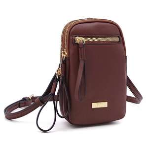 Mini portefeuille à bandoulière en cuir PU pour femme avec trois poches zippées Organisateur de clés Logo personnalisé Nouveau style portable à la mode - Product Image 2