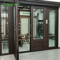 Porte d'entrée en verre en alliage d'aluminium durable BIEYE, anti-corrosion, design personnalisé pour maison et villa auto-construites, avec garantie de 5 ans