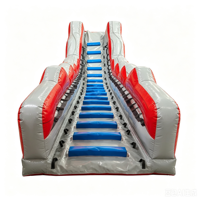 Tobogán Acuático Inflable de PVC Rojo y Gris para Fiestas Infantiles, Uso Comercial Ecológico
