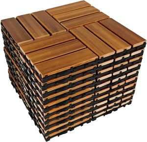 2025 New Arrivals 12 Slats Carbonized Pine Interlocking Patio Deck <b>Tiles</b> for Outdoor Wood Floor <b>Covering</b> - Product Image 1