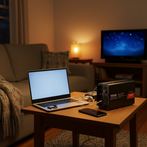 Inversor de Corriente de 1500W, DC 12V a AC 120V, 2 Tomas de Corriente Alterna, 2 Puertos USB Tipo C, Pequeño, para Uso Doméstico - Product Image 2