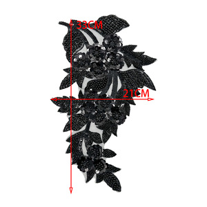 <span class=keywords><strong>Robe</strong></span> élégante brodée de sequins, avec des patchs décoratifs en dentelle et strass pour les épaules, et des patchs en dentelle filetée avec strass pour vêtements - Product Image 5