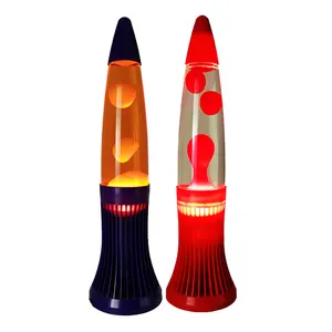 Nuovo Design Rocket Motion Lamp bella lampada a cera liquida bottiglia di vetro lampada da tavolo con Base rotonda in alluminio colorato lampada Lava