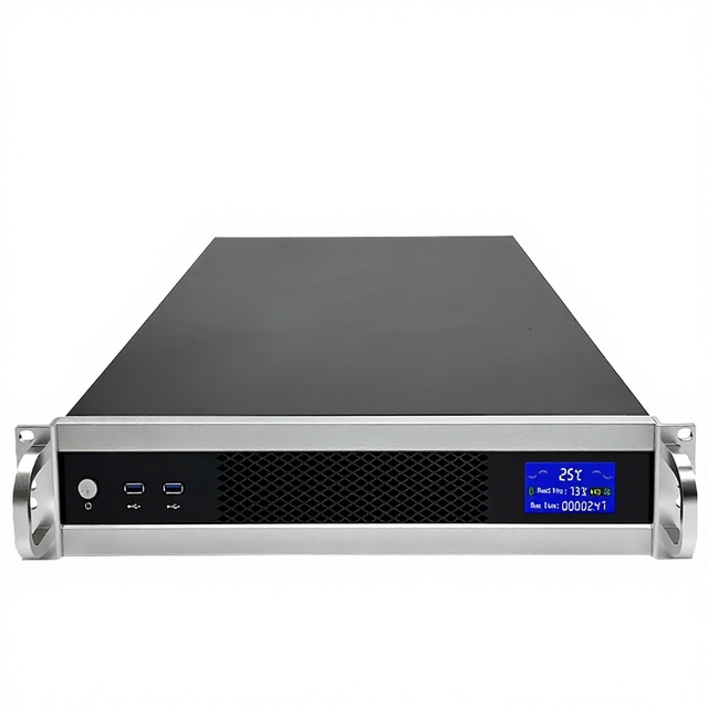 2U Full Tower Server Case Aluminum Alloy Steel Redundant Dual Power Supply Compatible ITX ATX Motherboard Temp Screen Stock Side
