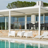 Pérgola de Aleación de Aluminio Personalizada, Sistema de Techo con Persianas Resistentes a la Lluvia, Horizontal, Moderna, Ignífuga, Certificada BS476