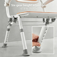 Chaise de douche pliante en aluminium, capacité 330 lb, hauteur réglable sur 6 niveaux, siège blanc moulé par soufflage pour personnes âgées, Silla De Ducha Ajustable