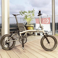 Vélo pliant Union Jack avec jeu de roues en fibre de carbone 16 pouces 349 roues 7 vitesses moyeux céramiques à cliquet finition mate 24/20 rayons pour