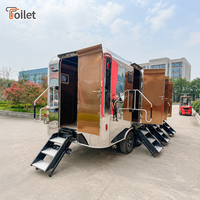 Remorque de toilettes mobiles de luxe personnalisable avec surface miroir, 2 postes, pour festivals, service OEM