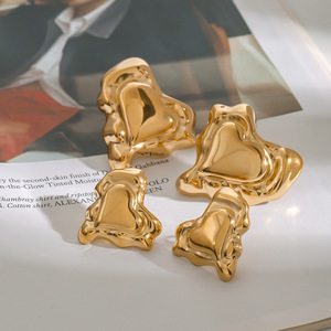 <b>Stud</b> <b>Earrings</b> Heart Shape 18k Gold Plated Stainless Steel Fashion Jewelry For Women - Product Image 3