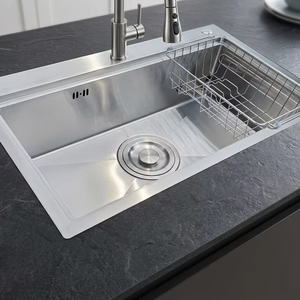 Luxury 304 Stainless Steel <b>Kitchen</b> <b>Sink</b> Handmade Anti Rust Single Double Bowl for Modern <b>Kitchen</b> - Product Image 1