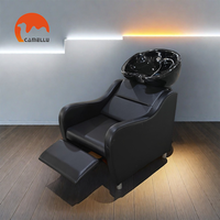 Fauteuil de lavage moderne pour barbier avec bac à shampoing en céramique pour SPA, salon de beauté, hôpital ou hôtel