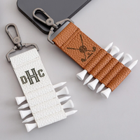 Porte-tees de golf en cuir personnalisé avec logo, sac en cuir PU lychee portable, pendentif porte-clés de voiture, cadeau de luxe pour les amateurs de golf