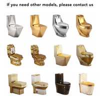 Salle de bain de luxe Golden Wc Commode Céramique Sanitaire Diamant One Piece Forme Plaqué Or Cuvette De Toilette