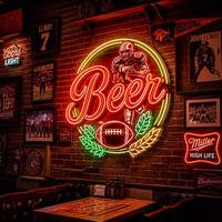 Enseigne néon personnalisée LED pour bière, logo lumineux sur mesure, décoration de bar pour homme, bar à domicile, pub, taverne sportive, art mural rétro