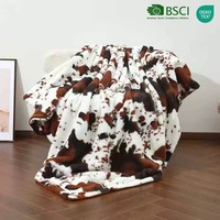 Couverture en fausse fourrure de lapin imprimée motif vache, douce et moelleuse, design personnalisé pour la maison, l'hôtel, le lit, le canapé - Vente en gros pour fabricants