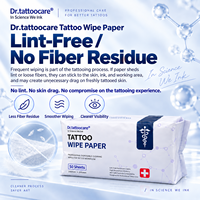 Dr.tattoocare Lingettes Professionnelles pour Tatouage Sans Peluches et Sans Résidus de Fibres 50 Feuilles Jetables