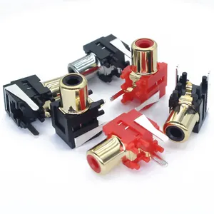 Rca Pcb Surface Mounting Connector Jack DIP 1 Pos 2 Contacts Single Pole Red/White R/A Pc-Board-Mount 6P Right Angle Rca Jacks
