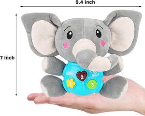 Regalo para Bebés Recién Nacidos de 0, 3, 6, 9 y 12 Meses, Adorable Peluche de Elefante con Luz Nocturna, Música y Luz, Personalizable - Product Image 6