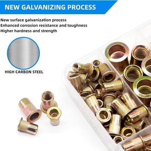 Rivet Nuts 155Pcs Assortment Kit Yellow Zinc Plated Threaded Insert UNC Standard Flanged Steel Rivet Nuts Set - Product Image 4