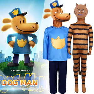 Costume de cosplay Dog Man pour enfant, taille enfant, ensemble complet bleu Dog Man et Piti Cat pour Halloween et spectacles sur scène - Product Image 1