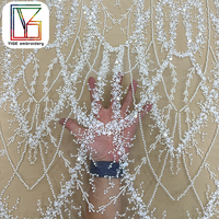 Tissu de dentelle africaine écologique pour la mode, dentelle perlée pour mariée, tissu à sequins, dentelle en maille, tissu perlé pour robes de soirée de luxe