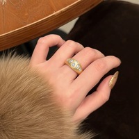 Bague en argent sterling S925 irrégulière avec moissanite brossée, style européen-américain haut de gamme, luxe léger, transfrontalier