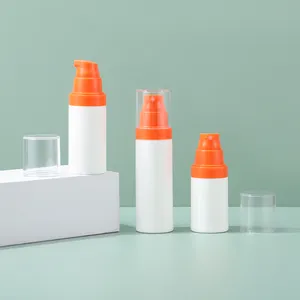 زجاجة بلاستيكية دائرية بدون هواء مقاس 20 مل للرحلات قابلة لإعادة الملء زجاجة مزودة بمضخة مضخة الهواء لوزن المصل