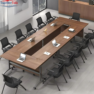 Modern Design <b>Wood</b> Panel <b>Office</b> Chair Set Double Layer Training Table Extendable Mobile <b>Desk</b> Wheels for Hotels Conference Rooms - Product Image 4