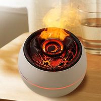 Diffuseur d'huiles essentielles 3D à effet flamme, humidificateur d'air ultrasonique, lampe colorée, diffuseur d'arômes volcanique avec effet flamme