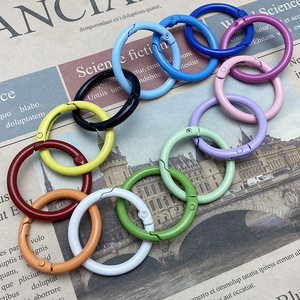 Colorful Zinc Alloy Metal Key <b>Rings</b> Round Spring <b>Clip</b> Carabiner Keychain Fashion Lightweight Diy Accessories For Keys And Bags - Product Image 2